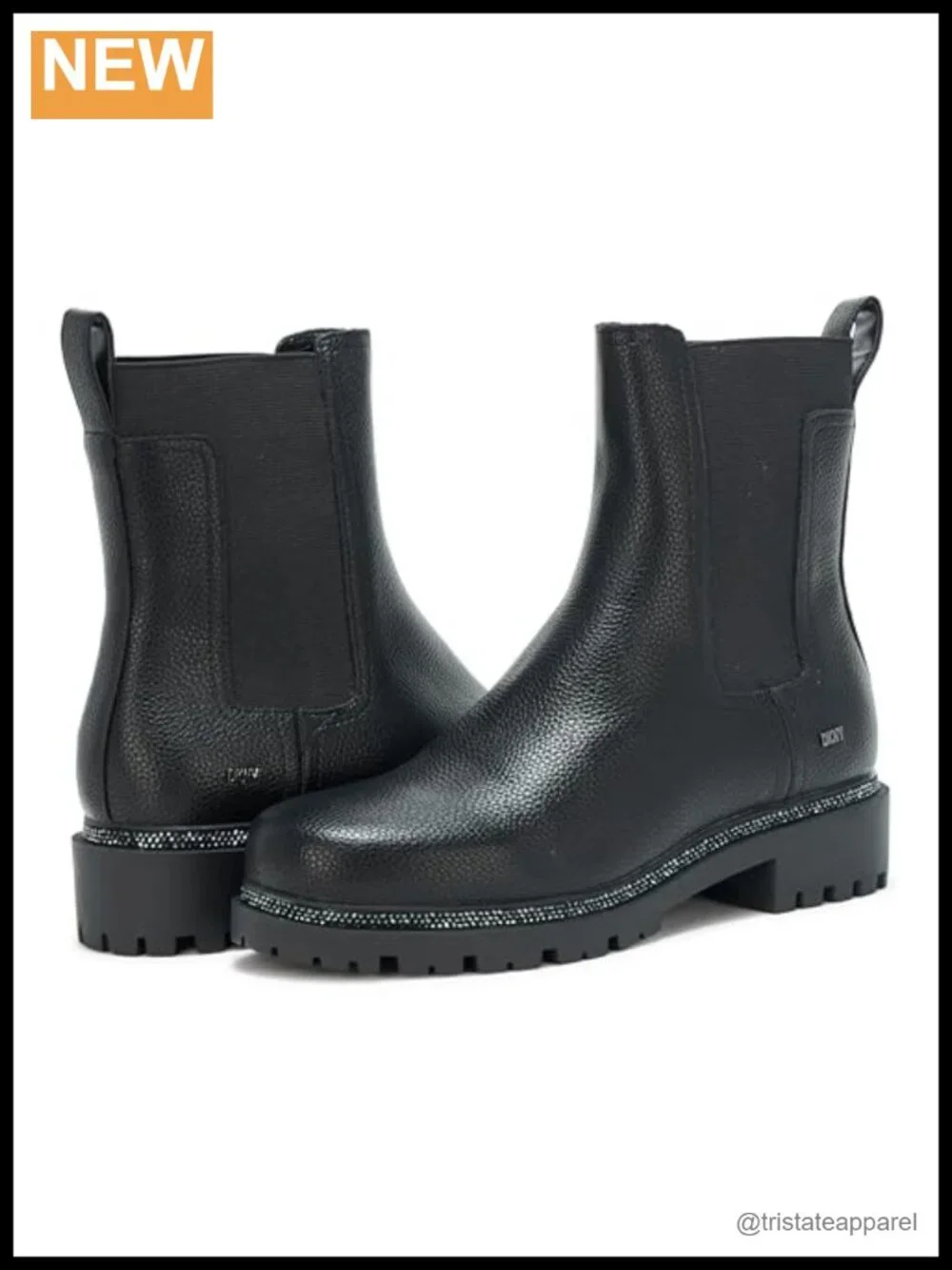 Women's Chelsea Ankle Boots, Slip-On, Low Heel, Leather, Stud Details, Fall